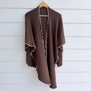 Alpaca Fina Brown Alpaca Wrap Shawl Ruana Cape Poncho Peru 37x59 Boho